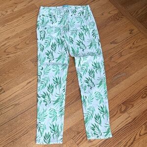 J. McLaughlin Green Leaf Print Pants